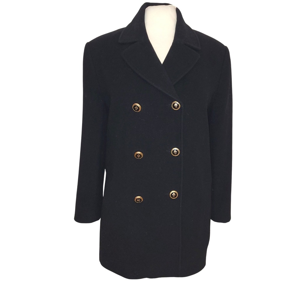Vintage Pendleton Double Breasted Dark Navy Pea Coat Wool Cashmere Jacket 10